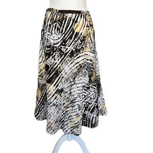 Chico's Floral Tiger Print Midi Skirt‎ With Hidden Side Zip Closure Size 8